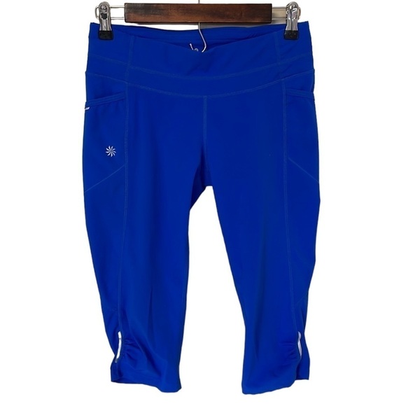 Athleta Leggings Capri Crop Pants Dobby Be Free Blue Athleisure Active Sz Small - Picture 1 of 10
